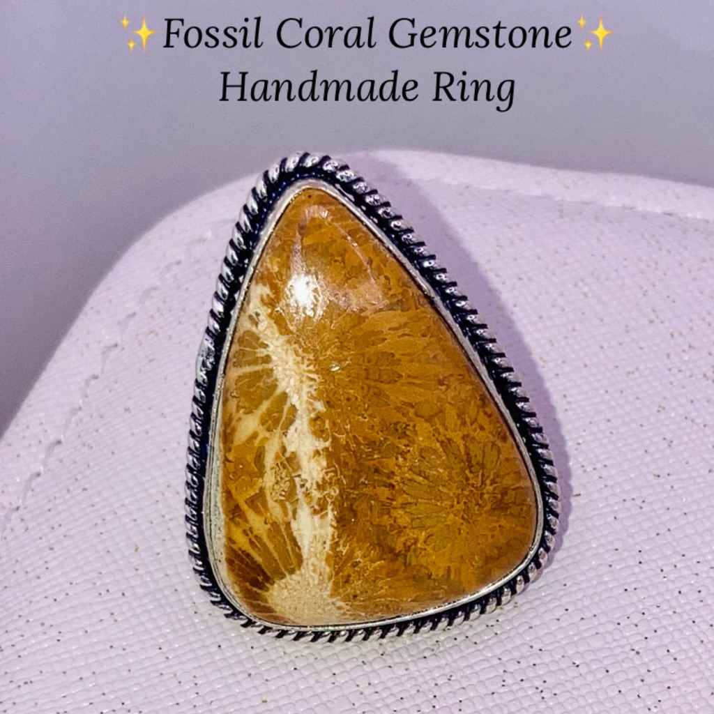 Fossil Coral Gemstone Handmade Ring